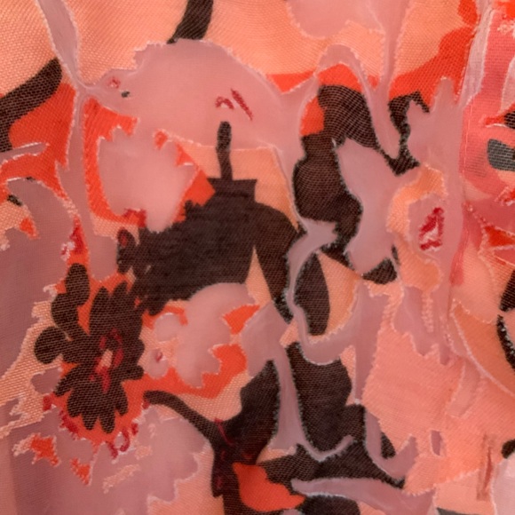 Choices Sheer 3/4 Length Sleeve Top with Shades of Peach/Salmon - Picture 4 of 6